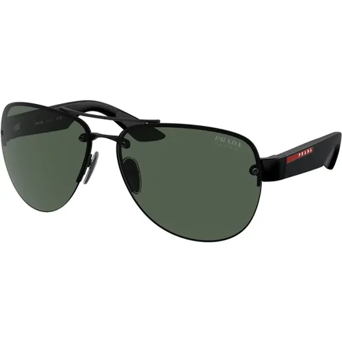 Futuristische Metall-Sonnenbrille für Männer , Herren, Größe: 64 MM - Prada - Modalova