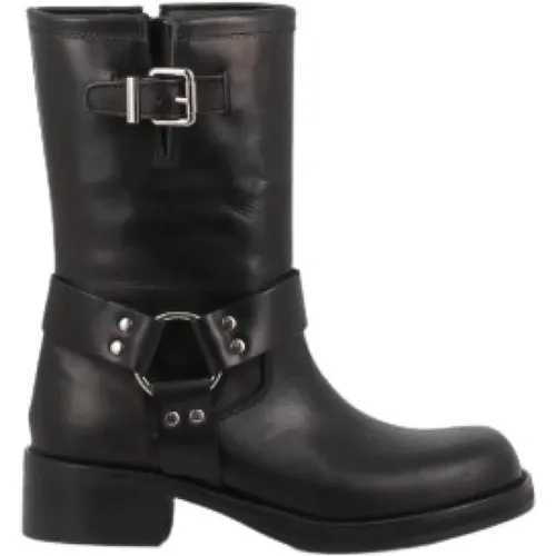 Schwarze Damenstiefel mit mittlerem Absatz und Reißverschluss , Damen, Größe: 36 EU - Alpe - Modalova