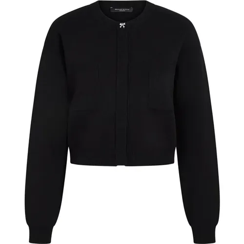 Schwarzer Strick-Cardigan mit Puffärmeln , Damen, Größe: M - Bruuns Bazaar - Modalova