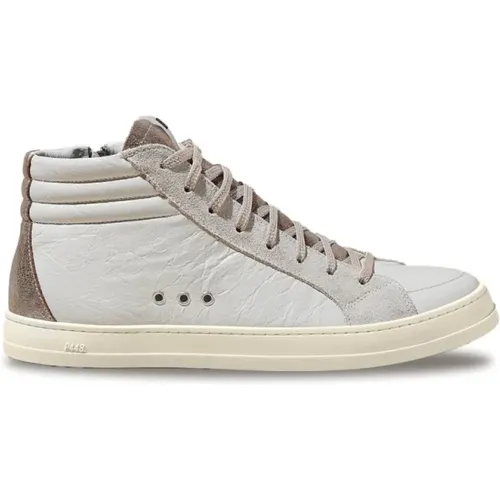 Weiße High-Top-Sneaker mit beigen Details - P448 - Modalova