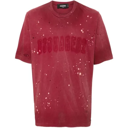 Logo Print Crew Neck T-shirt , Herren, Größe: M - Dsquared2 - Modalova