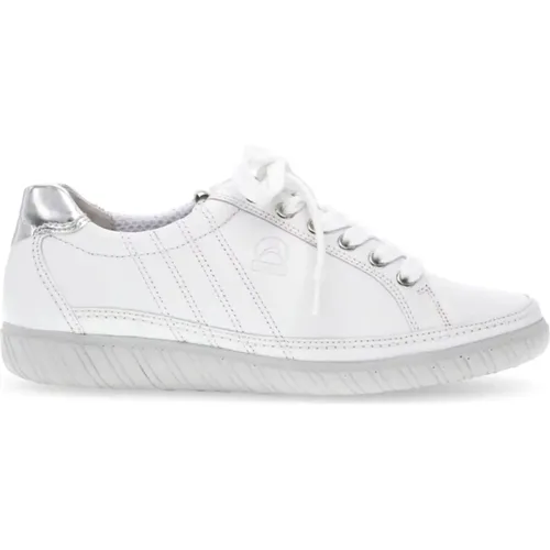 Weiße/Silberne Ledersneakers , Damen, Größe: 38 1/2 EU - Gabor - Modalova