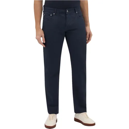 Dunkelblaue Stretch-Baumwoll-Fünf-Taschen-Hose , Herren, Größe: W36 - Brooks Brothers - Modalova