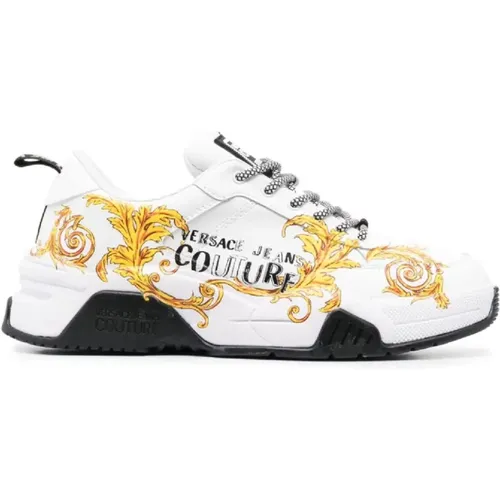 Leather Men`s Sneakers - Size 45 , male, Sizes: 8 UK - Versace Jeans Couture - Modalova