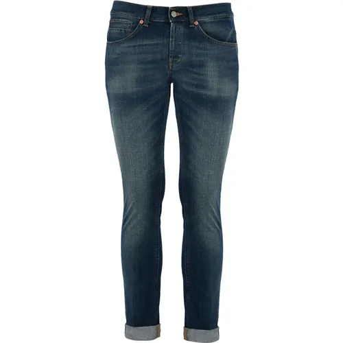 Blaue Skinny Jeans mit Whiskers , Herren, Größe: W32 - Dondup - Modalova