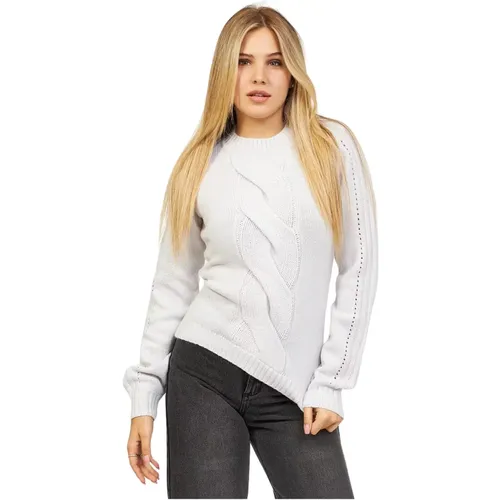 Weißer Pullover mit Maxi Zopfmuster und Cut-Out , Damen, Größe: S - PATRIZIA PEPE - Modalova