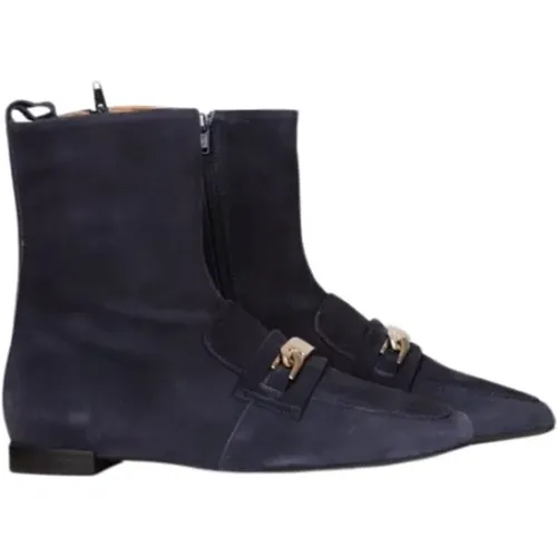 Velour Navy Chain Detail Ankle Boot , female, Sizes: 3 UK, 4 UK - Pedro Miralles - Modalova