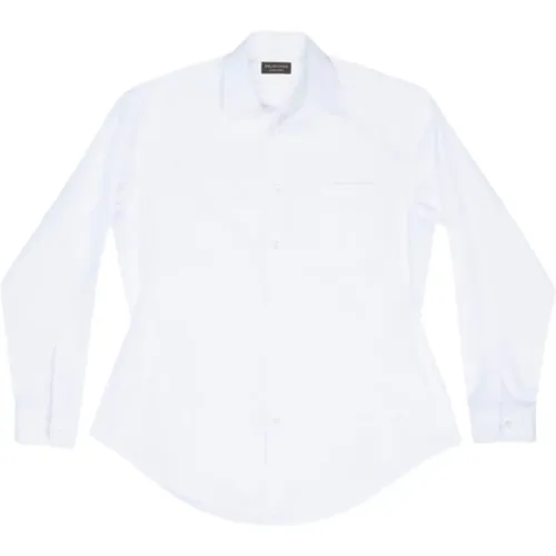 Weiße Baumwollpopeline Hourglass Hemd,Weiße Loose-Fit Popeline Bluse - Balenciaga - Modalova
