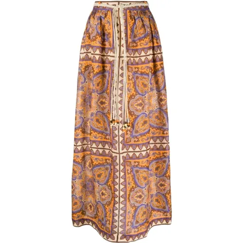 Halcyon Paisley Maxi Skirt , female, Sizes: L, XS - Zimmermann - Modalova