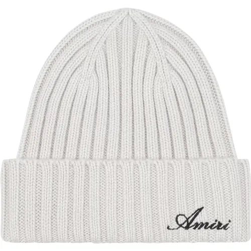 Script Logo Beanie in Swansdown Grey , male, Sizes: ONE SIZE - Amiri - Modalova