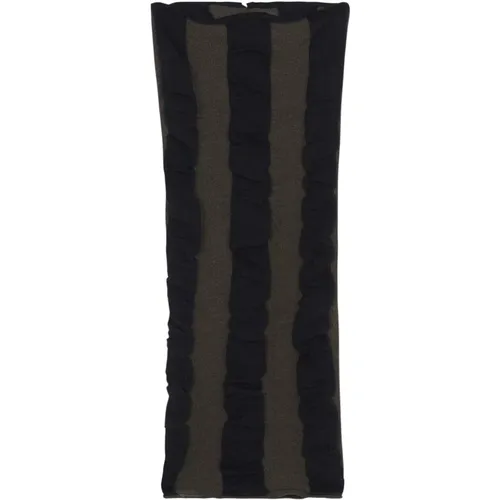 Striped Knit Neck Warmer in Khaki and Black , female, Sizes: ONE SIZE - Cortana - Modalova