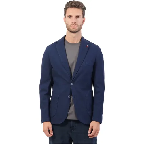 Blaue Slim Fit Jacke Leichter Stoff , Herren, Größe: S - Mulish - Modalova