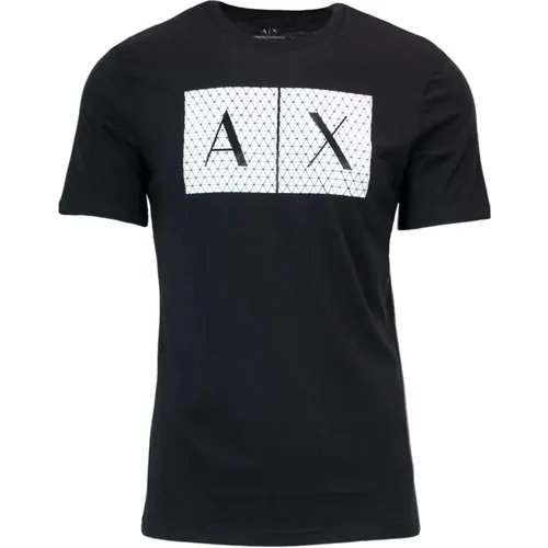 Schwarzes Print T-Shirt für Männer , Herren, Größe: M - Armani Exchange - Modalova