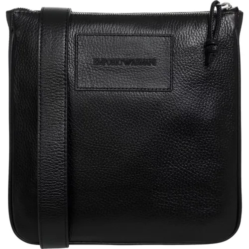 Men`s Leather Shoulder Bag , male, Sizes: ONE SIZE - Emporio Armani - Modalova