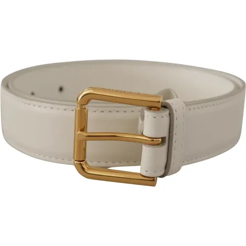 Calf Leather Gold Tone Logo Belt , female, Sizes: ONE SIZE - Dolce & Gabbana - Modalova