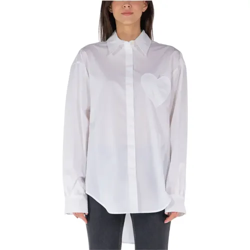 Oversize Shirt with Heart Patch , male, Sizes: 2XS - Moschino - Modalova