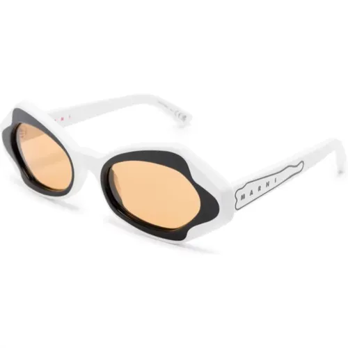 Weiße Sonnenbrille für den täglichen Gebrauch , Damen, Größe: 53 MM - Marni - Modalova