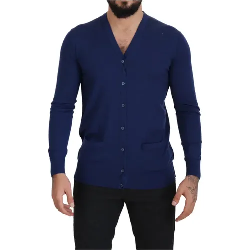 Wool V-neck Cardigan Sweater , male, Sizes: XS - Dolce & Gabbana - Modalova