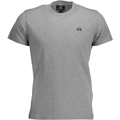 Graues Baumwoll-T-Shirt mit Besticktem Logo , Herren, Größe: XL - LA MARTINA - Modalova