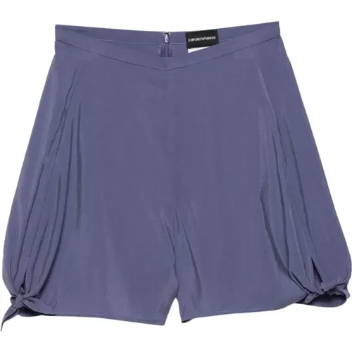 Lavendel-lila Shorts mit Seitentaschen , Damen, Größe: L - Emporio Armani - Modalova