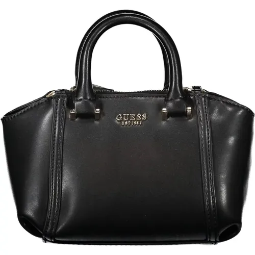 Schwarze Polyurethan-Handtasche mit Verstellbarem Riemen - Guess - Modalova