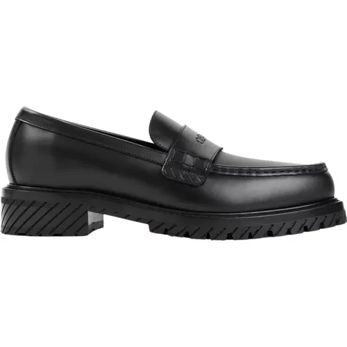Leather Loafers with Logo Strap , male, Sizes: 11 UK, 7 UK - Off White - Modalova