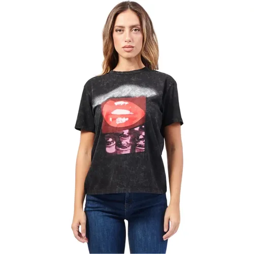 Schwarzes T-Shirt mit neuem Saison-Print , Damen, Größe: XS - Hugo Boss - Modalova