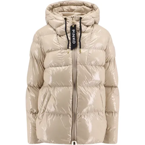 Gepolsterte Steppjacke mit Kapuze, Puffer Coat Crystal Nylon, Mäntel für Frauen - pinko - Modalova