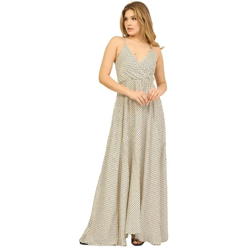 Long Dress with Thin Straps and Crossed Back , female, Sizes: 2XL, XL, S, L, XS, M - YES ZEE - Modalova