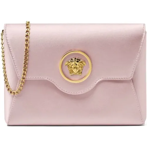 Satin Finish Medusa Plaque Shoulder Bag , female, Sizes: ONE SIZE - Versace - Modalova