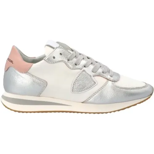 Metallic White Tropez Women`s Sneakers - Size 38 , male, Sizes: 2 UK, 3 UK - Philippe Model - Modalova