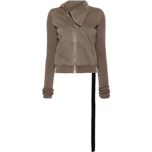 Grauer Sweatshirt mit Trichterhals und Reißverschluss - Rick Owens - Modalova