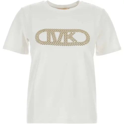 Klassisches Weißes Baumwoll-T-Shirt , Damen, Größe: M - Michael Kors - Modalova