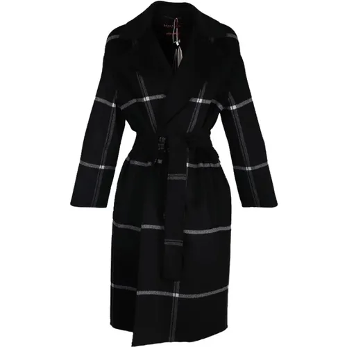 Elegant Jacquard Wool Coat , female, Sizes: M - Max Mara Studio - Modalova