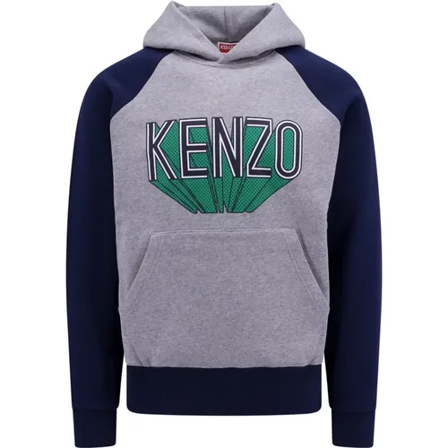 Grey Cotton Hooded Sweatshirt for Men , male, Sizes: L, M - Kenzo - Modalova