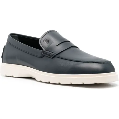 Monogrammed Leather Slipper Loafers , male, Sizes: 8 UK, 10 UK, 9 UK, 7 1/2 UK - TOD'S - Modalova