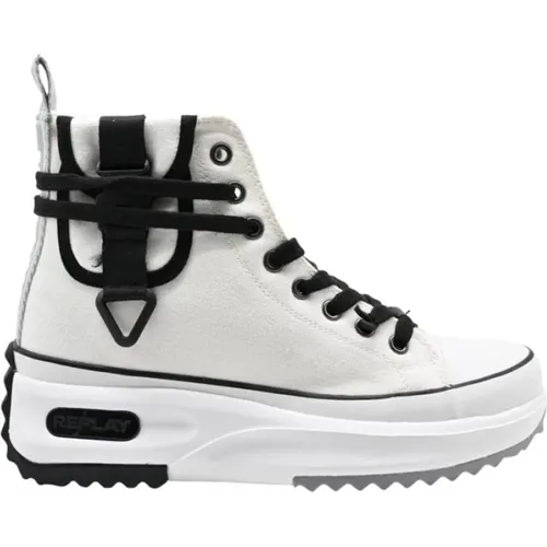 Aqua Pocket Sneakers Weiß Schwarz , Damen, Größe: 41 EU - Replay - Modalova