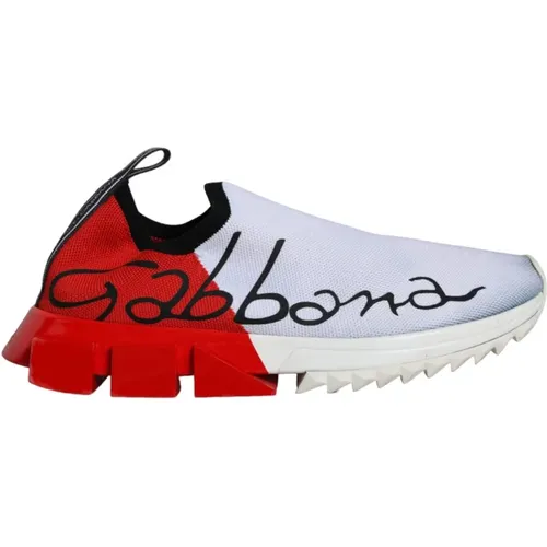 Weiß Rote Sorrento Slip-On Sneakers - Dolce & Gabbana - Modalova