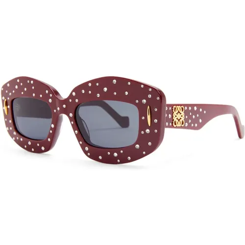 Burgundy Cat-Eye Sonnenbrille mit Swarovski-Kristallen - Loewe - Modalova