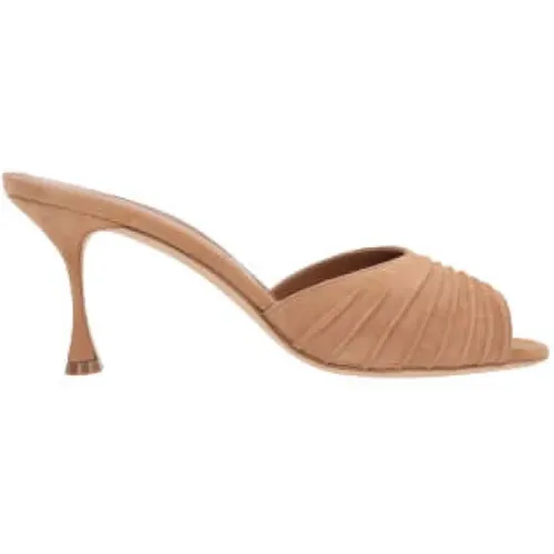 Suede Mule Sandals with Draped Details , female, Sizes: 3 UK - Manolo Blahnik - Modalova