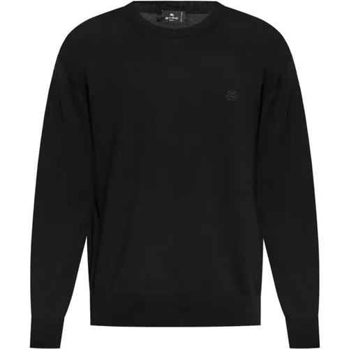 Schwarzer Wollpullover mit Pegaso-Motiv , Herren, Größe: M - ETRO - Modalova