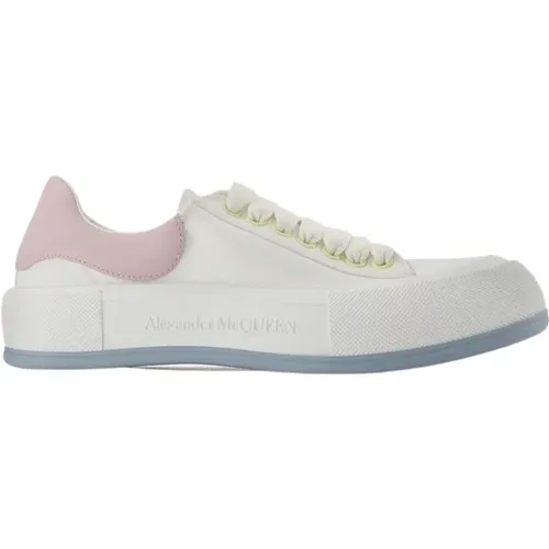 Weiße/Rosa Leder Oversized Sneakers , Damen, Größe: 40 EU - alexander mcqueen - Modalova