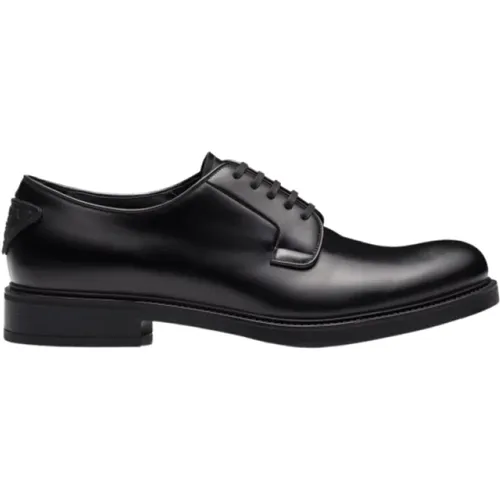 Brushed leather lace-up derby shoes , male, Sizes: 10 UK - Prada - Modalova