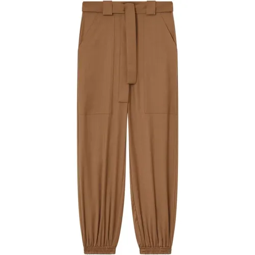 Braune Wollmischungsflanellhose , Damen, Größe: S - pinko - Modalova