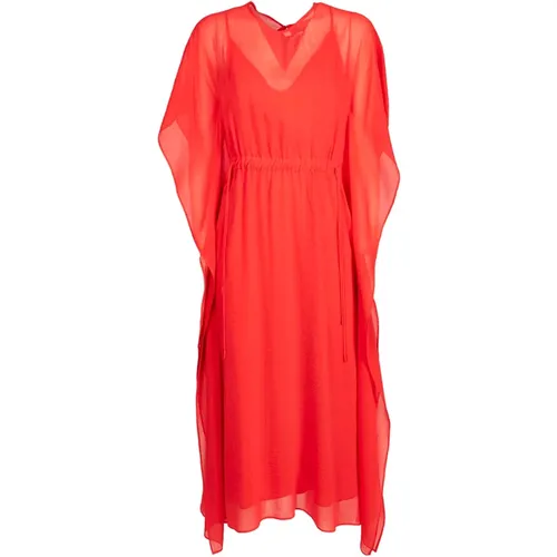 Rotes Baumwoll-Seiden-Midi-Kleid - Max Mara - Modalova