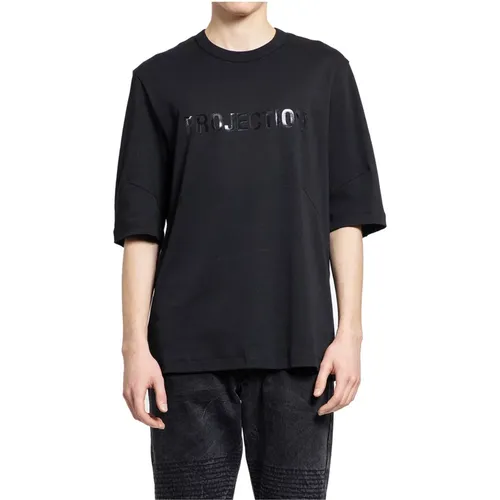 Schwarzes Jersey T-Shirt mit Einzigartigem Druck - Helmut Lang - Modalova