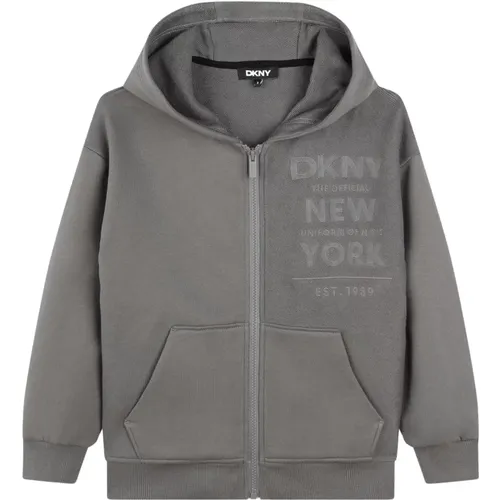 Anthrazit Kapuzenpullover mit Reißverschluss - DKNY - Modalova