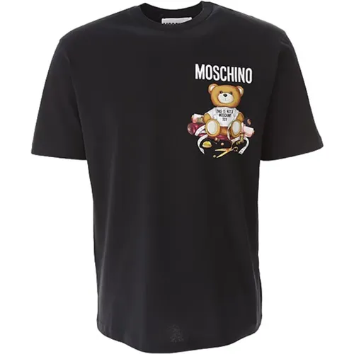 Kurzarm T-Shirt mit Bärenmotiv , Herren, Größe: M - Moschino - Modalova