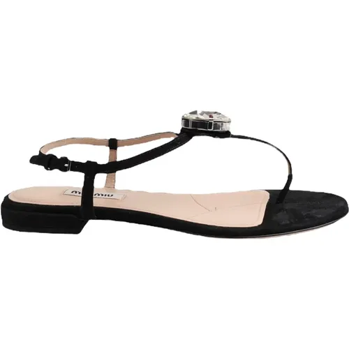 Leather Sandals - Style 5Y946C Fqrg F0002 , female, Sizes: 3 1/2 UK - Miu Miu - Modalova