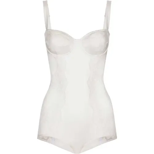 Silk Satin Lace Bodysuit Balconette Style , female, Sizes: S, L, M - Dolce & Gabbana - Modalova